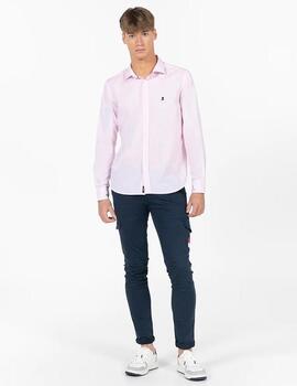 CAMISA MICROCUADROS POPELÍN ROSA