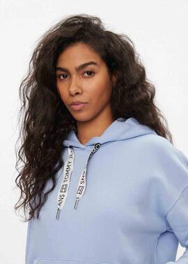 SUDADERA BOXY LOGO RELAXED FIT CELESTE