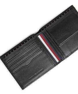 CARTERA DE PIEL PLEGABLE TH CENTRAL NEGRA CON MONEDERO