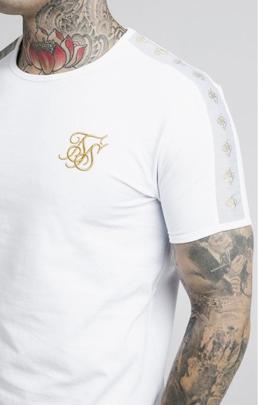 S/S LUREX GOLD TAPE TEE WHITE