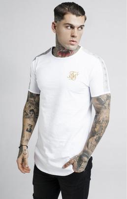 S/S LUREX GOLD TAPE TEE WHITE