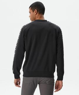 SUDADERA LACOSTE REGULAR FIT NEGRA CON CINTA DEPORTIVA