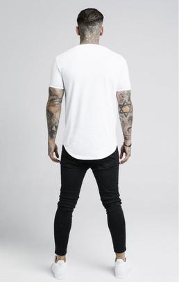 S/S LUREX GOLD TAPE TEE WHITE