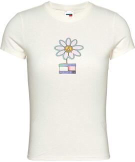 CAMISETA FLOWER POWER SLIM FIT COLOR CRUDO