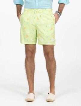 BAÑADOR ESTAMPADO ALOHA VERDE LIMA