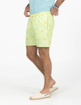 BAÑADOR ESTAMPADO ALOHA VERDE LIMA