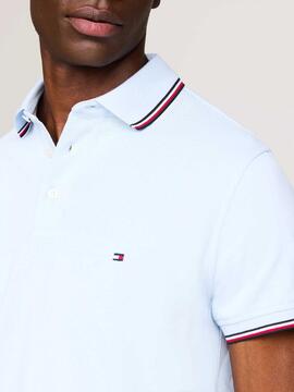 POLO 1985 RWB TIPPED SLIM FIT CELESTE