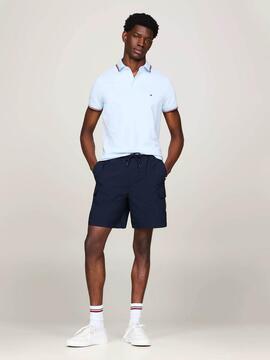 POLO 1985 RWB TIPPED SLIM FIT CELESTE