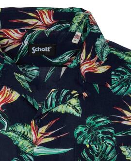 CAMISA MANGA CORTA SH RIVERA CON ESTAMPADO TROPICAL