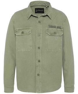 SOBRECAMISA SHSVENML REGULAR FIT VERDE CAQUI ESTAMPADA