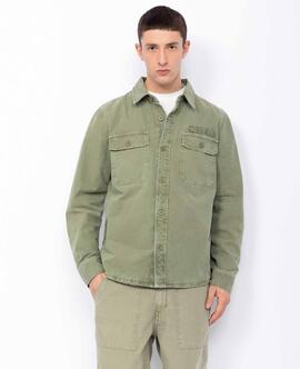 SOBRECAMISA SHSVENML REGULAR FIT VERDE CAQUI ESTAMPADA