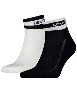 CALCETINES BAJOS LEVI’S® MID CUT 2 PACK NEGRO Y BLANCO