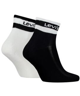 CALCETINES BAJOS LEVI’S® MID CUT 2 PACK NEGRO Y BLANCO