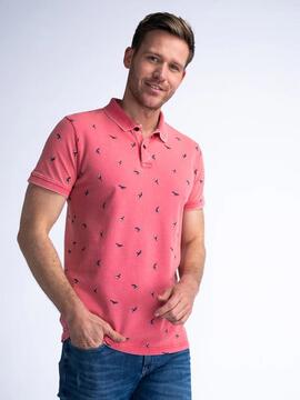 POLO CON ESTAMPADO INTEGRAL SUMMERIZE ROJO CORAL