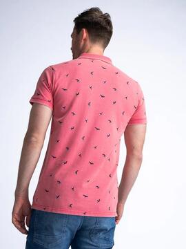 POLO CON ESTAMPADO INTEGRAL SUMMERIZE ROJO CORAL