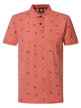 POLO CON ESTAMPADO INTEGRAL SUMMERIZE ROJO CORAL