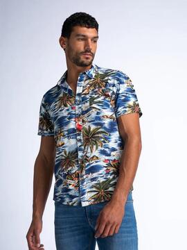 CAMISA DE MANGA CORTA BOTANICAL SHIRT COASTAL PETROL BLUE