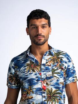 CAMISA DE MANGA CORTA BOTANICAL SHIRT COASTAL PETROL BLUE