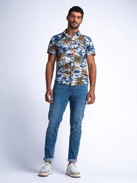 CAMISA DE MANGA CORTA BOTANICAL SHIRT COASTAL PETROL BLUE