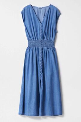 VESTIDO VAQUERO MIDI CON VUELO DENIMLIGHT AZUL