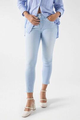 PANTALÓN VAQUERO SECRET PUSH IN CROPPED SKINNY DENIM BLEACH