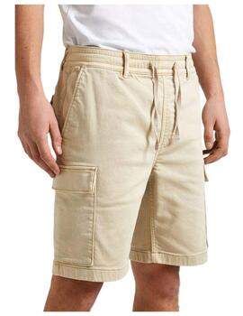 BERMUDA CARGO SHORT GYMDIGO TAPERED FIT BEIGE