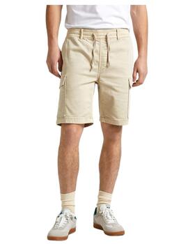 BERMUDA CARGO SHORT GYMDIGO TAPERED FIT BEIGE