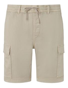 BERMUDA CARGO SHORT GYMDIGO TAPERED FIT BEIGE