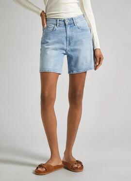 PANTALÓN CORTO SKINNY SHORT HIGH WAIST PF6 DENIM BLEACH