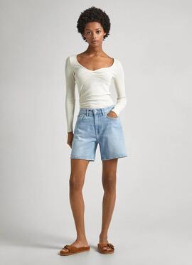 PANTALÓN CORTO SKINNY SHORT HIGH WAIST PF6 DENIM BLEACH