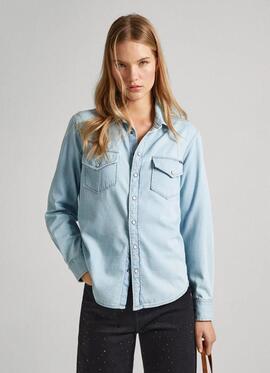 CAMISA VAQUERA IVY REGULAR FIT DENIM AZUL BLEACH