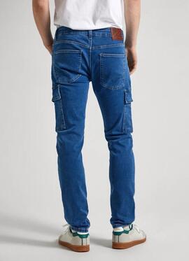 PANTALÓN VAQUERO BOLSO CARGO TAPERED FIT GYMDIGO DENIM AZUL