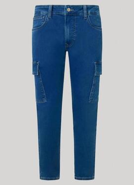 PANTALÓN VAQUERO BOLSO CARGO TAPERED FIT GYMDIGO DENIM AZUL