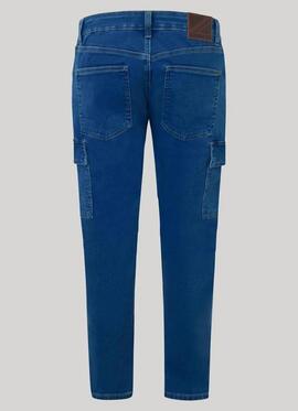 PANTALÓN VAQUERO BOLSO CARGO TAPERED FIT GYMDIGO DENIM AZUL