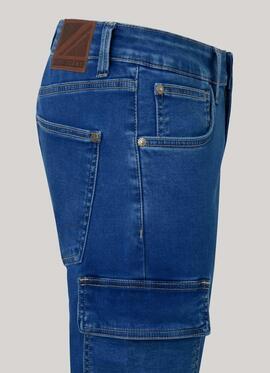 PANTALÓN VAQUERO BOLSO CARGO TAPERED FIT GYMDIGO DENIM AZUL