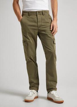 PANTALÓN BOLSO CARGO SLIM FIT VERDE CAQUI