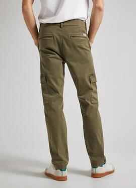 PANTALÓN BOLSO CARGO SLIM FIT VERDE CAQUI