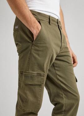 PANTALÓN BOLSO CARGO SLIM FIT VERDE CAQUI