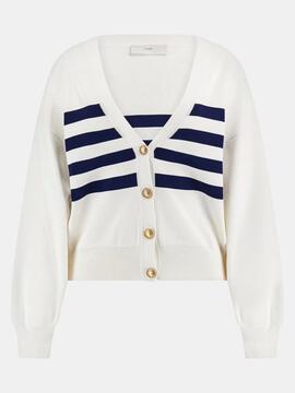 CARDIGAN RACHEL RELAXED FIT BLANCO CON RAYAS MARINERAS