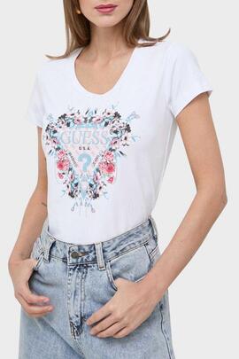 CAMISETA FLOWERS TRIANGLE TEE SLIM FIT BLANCA