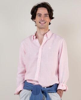 CAMISA RAYA YALE LINO ROSA