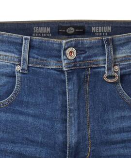 BERMUDA VAQUERA PETROL SEAHAM SLIM FIT SUMMERSWAY BLUE FADED