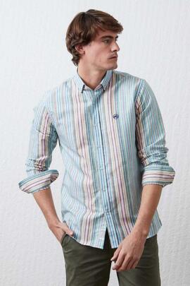 CAMISA SLIM FIT RAYAS LINO MULTICOLOR