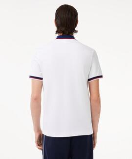 POLO LACOSTE REGULAR FIT BLANCO CON CUELLO A CONTRASTE