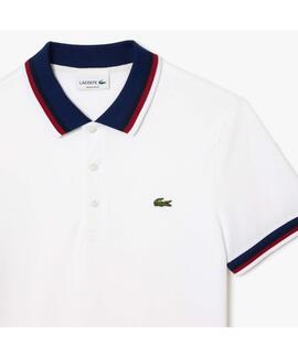 POLO LACOSTE REGULAR FIT BLANCO CON CUELLO A CONTRASTE