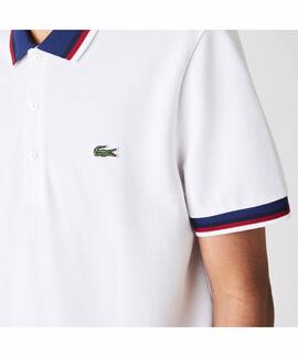 POLO LACOSTE REGULAR FIT BLANCO CON CUELLO A CONTRASTE