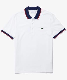 POLO LACOSTE REGULAR FIT BLANCO CON CUELLO A CONTRASTE