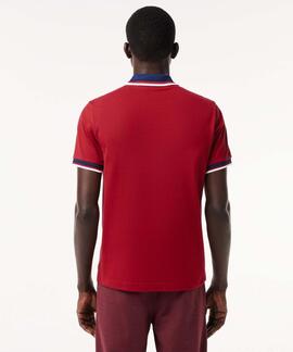 POLO LACOSTE REGULAR FIT GRANATE CON CUELLO A CONTRASTE