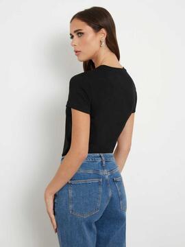 CAMISETA ELÁSTICA LEO CON LOGO TRIANGULO STRASS NEGRA