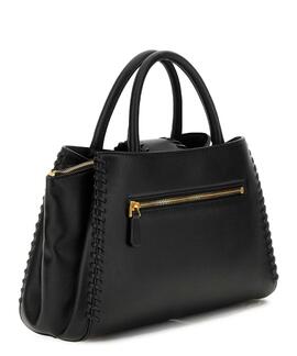 BOLSO DE MANO LIBERA CON COSTURA EN RELIEVE NEGRO